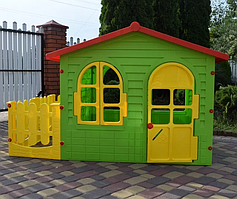 Дитячий садовий будиночок + парканчик Mochtoys 190×127×118 см зелений 10498 R_7773