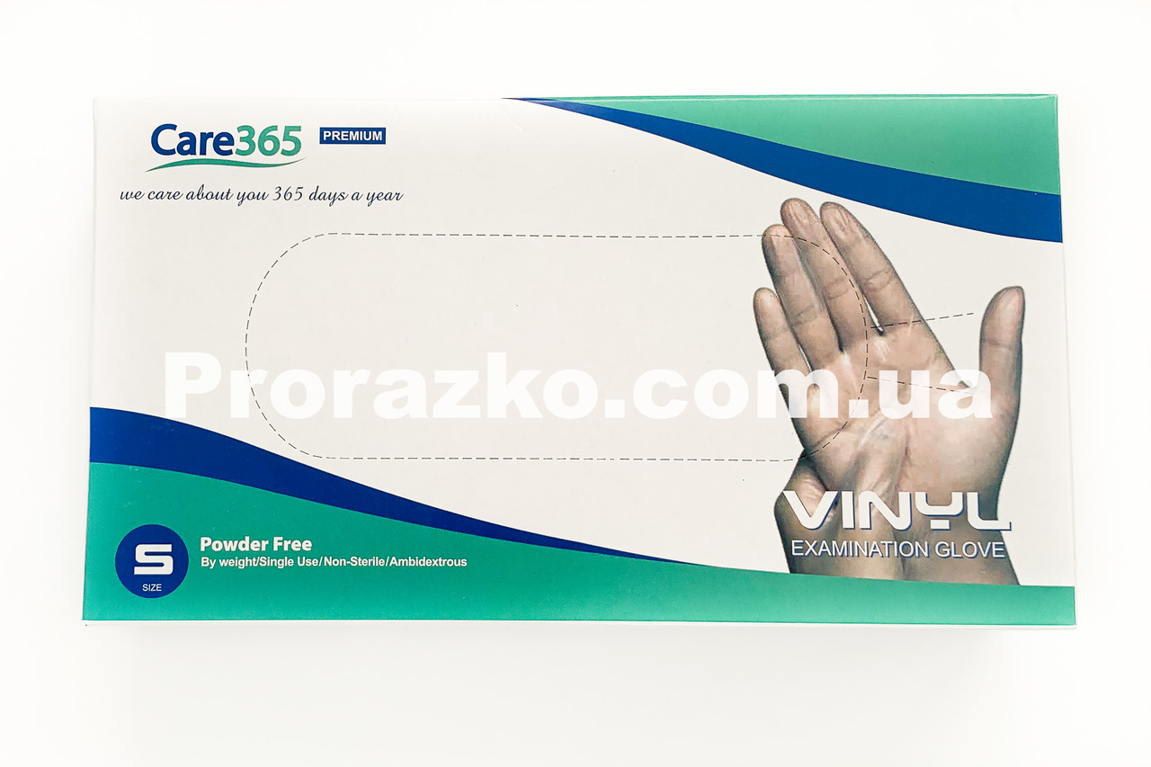 Виниловые перчатки Care 365 Premium, S (6-7), прозрачные, 100 шт - фото 5 - id-p1439083898
