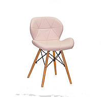 Розовый стул эко-кожа на деревянных ножках Invar для баров, кафе, ресторанов, стильных квартир