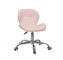 Стильне рожеве комп'ютерне крісло, крісло на коліщатках з хромованим підставою з еко-шкіри Invar Office