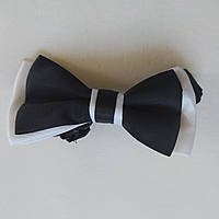 Детский галстук-бабочка для мальчиков черный с белым