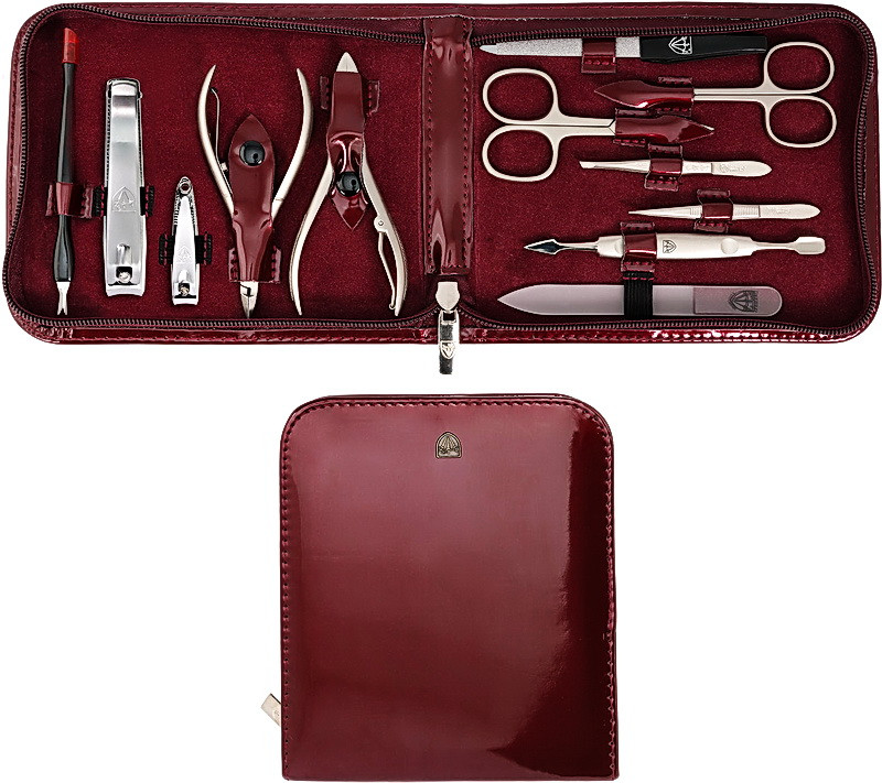 Манікюрний набір бордовий Kellermann 5192 Matt 12 предметів