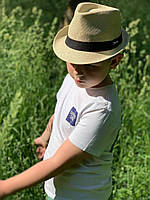 Детская легкая летняя шляпа с черной лентой р.52 и 54