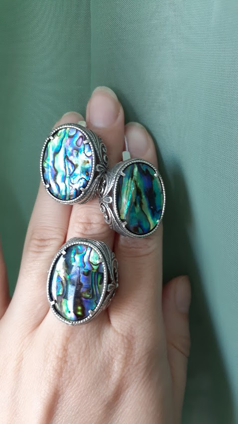 Срібний комплект із перламутром геліотіс, фото 1