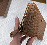 Жіночий шкіряний гаманець на блискавці GG (7025), фото 3
