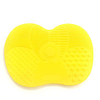 Силіконовий килимок для чищення миття косметичних пензлів Жовтий GJ754A