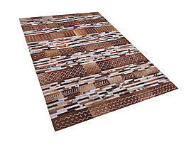Шкіряний килимок у стилі печворк 140 x 200 см коричневий HEREKLI