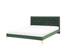 Оксамитова ліжко 160 x 200 см зелена LIMOUX