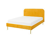 Бархатная кровать 140 x 200 см желтая ФЛАЯТ