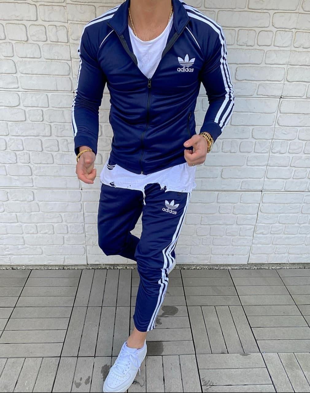 Спортивний костюм чоловічий весняно-осінній синій Adidas