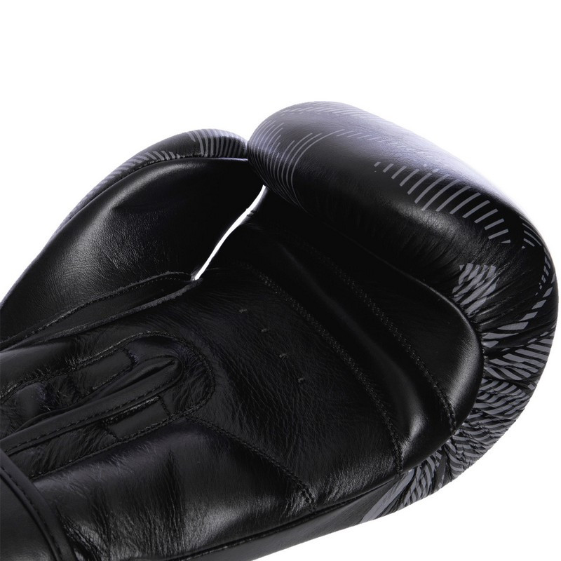 Перчатки боксерские кожаные на липучке VENUM IMPACT VL-2038 (р-р 10oz, черный) - фото 4 - id-p1444333965