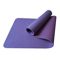 Профессиональный спортивный нескользящий коврик каремат для йоги и фитнеса Zelart TPE 1830×800×8мм сиреневый