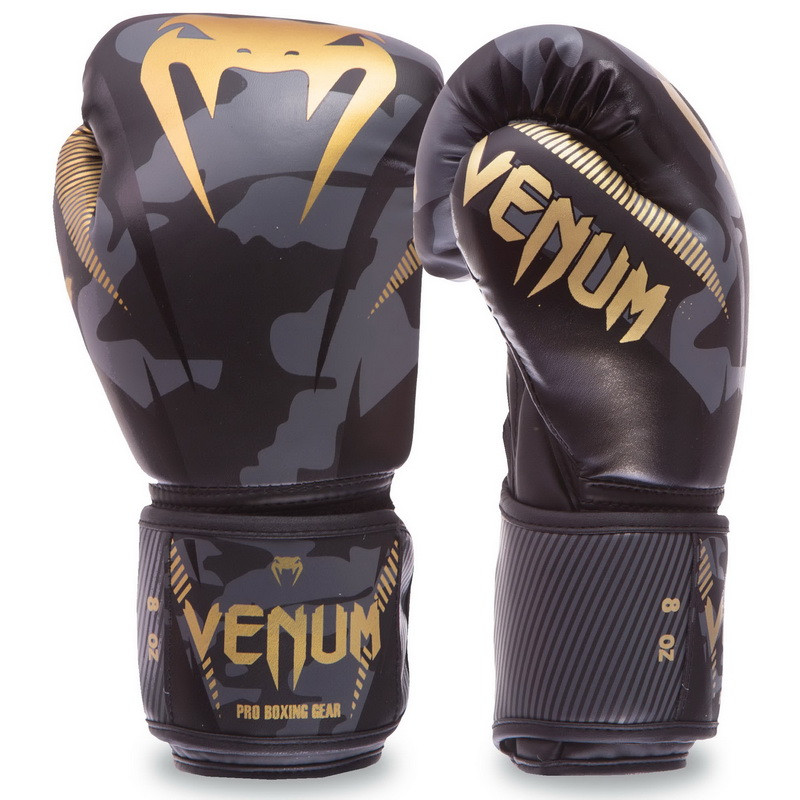 Перчатки боксерские на липучке VENUM IMPACT BO-0708 (р-р 10oz, черный) - фото 2 - id-p1444334015