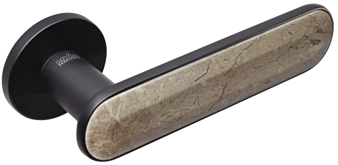 Ручки для дверей MVM Z-1804 Black чорний матовий/мрамор бежевий, фото 1
