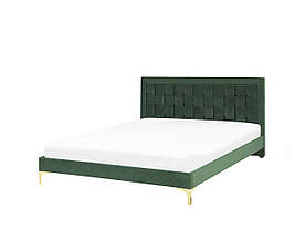 Оксамитова ліжко 140 x 200 см зелена LIMOUX