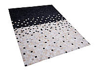 Кожаный коврик в стиле пэчворк 160 x 230 см черно-бежевый ERFELEK