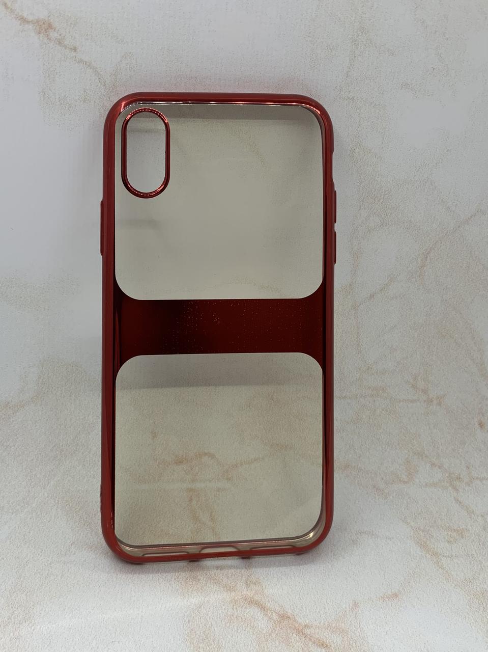 Чохол силіконовий iPhone XS прозорий з червоною рамкою