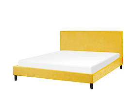 Оксамитова ліжко 160 x 200 см жовта FITOU