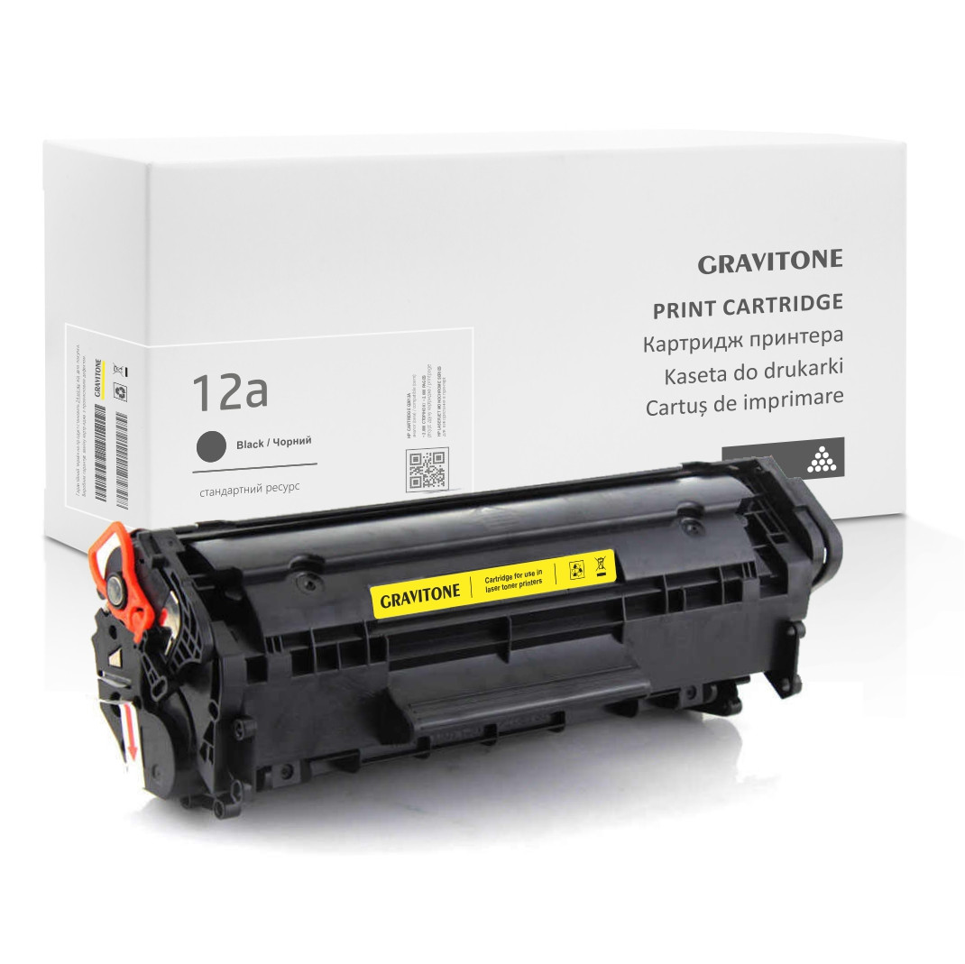 Сумісний Картридж HP 12A (Q2612A), лазерний, 2.000 стор., аналог від Gravitone (GTH-CRG-Q2612A-BK)