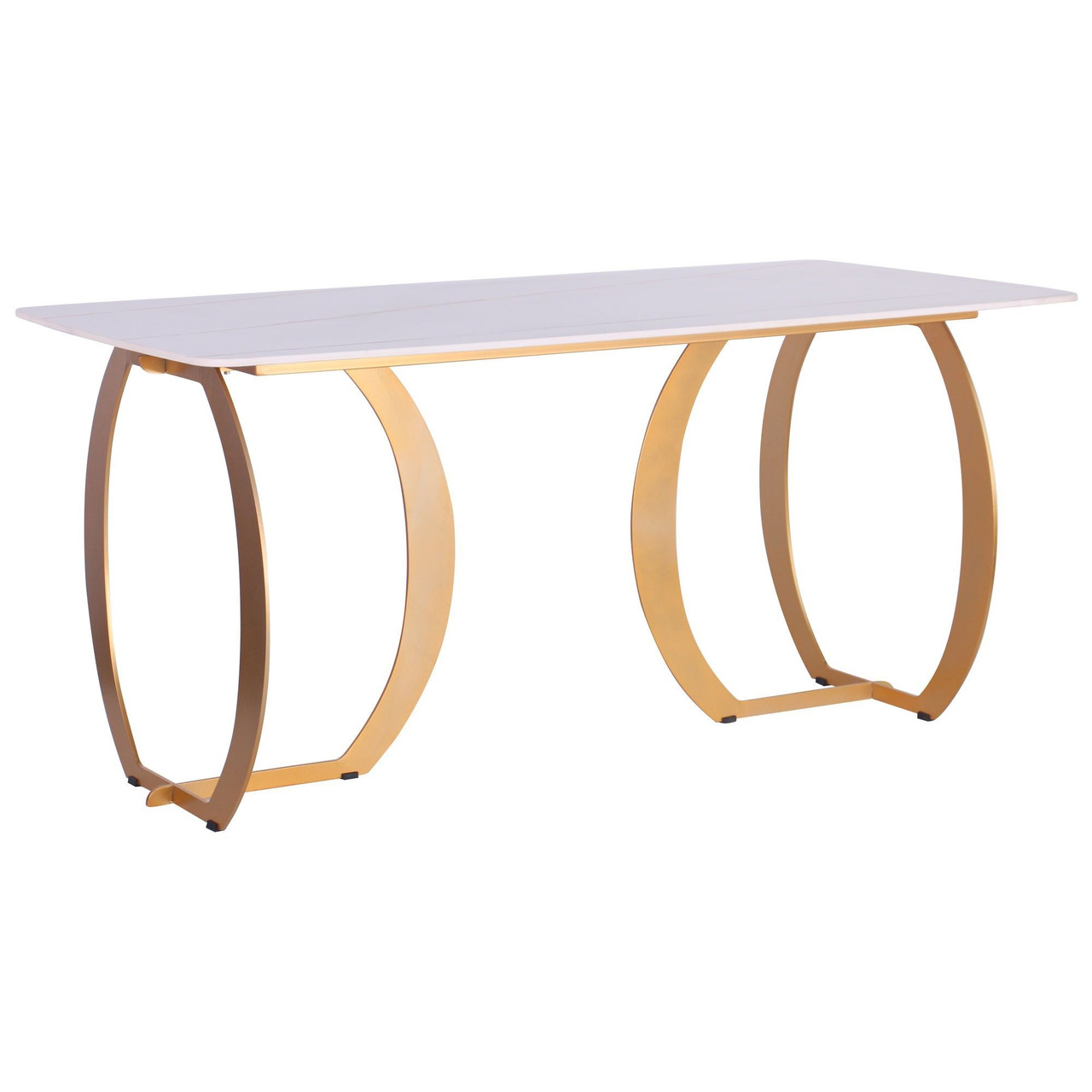 Стильний обідній стіл Alexis зі стільницею зі штучного каменю колір gold/ceramics Lasa bianco AMF, фото 1
