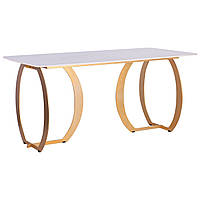 Стильний обідній стіл Alexis зі стільницею зі штучного каменю колір gold/ceramics Lasa bianco AMF