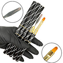 Пензель овальний 2 в 1 + шпатель для полигеля (акригеля), чорна