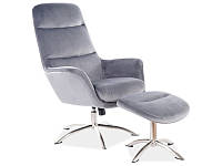 Кресло с подставкой для ног NIXON Velvet Signal Bluvel 14 - серый