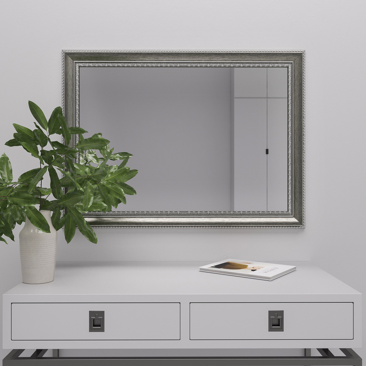 Дзеркало на стіну 80х60 | у вузькій срібній рамі | Black Mirror у спальню | ванну кімнату | коридор