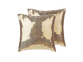 Набір з 2-х декоративних подушок з паєтками 45 x 45 см, золото ASTER