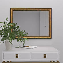 Прямокутне дзеркало на стіну 80х60 Золотисте Black Mirror для ванної кімнати