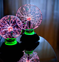 Плазмова куля Тесла музична 20 см нічник плазмова лампа куля з блискавками Plasma ball, фото 2