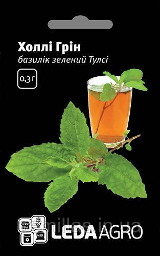 Насіння базиліка Холлі Грін, 0,3 гр., зелений Тулсі, ТМ "ЛедаАгро"