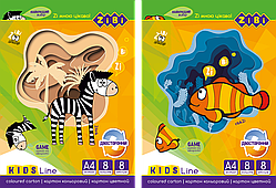 ZiBi Набір кольорового двостороннього картону, 8 аркушів А4: 8 кольорів, 215г/м2