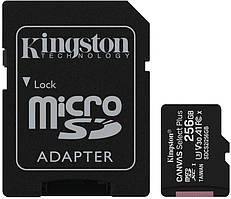 Карта пам'яті Kingston microSDXC 256Gb 256Gb Canvas Select Plus A1 UHS-1 U3 (R-100 Mb/s, W-85 Mb/s) + Adapter SD