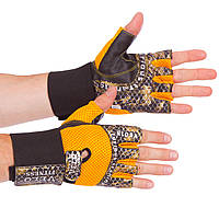 Перчатки спортивные многоцелевые с открытыми пальцами Velo My Fit 3226 Orange-Black размер S