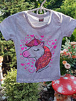Красивая футболка "единорог" в паетках для девочки