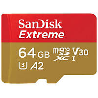 Карта пам'яті SanDisk Extreme microSDXC 64Gb A2 V30 (UHS-1 U3) (Class 10) (R-160 Mb/s, W-90 Mb/s)