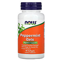 Now Foods, Перечная мята в капсулах, Peppermint Gels, 90 капсул