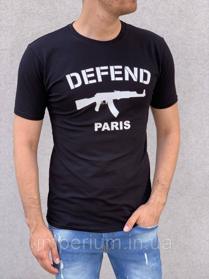 Чоловіча кежуал футболка з логотипом Defend Paris