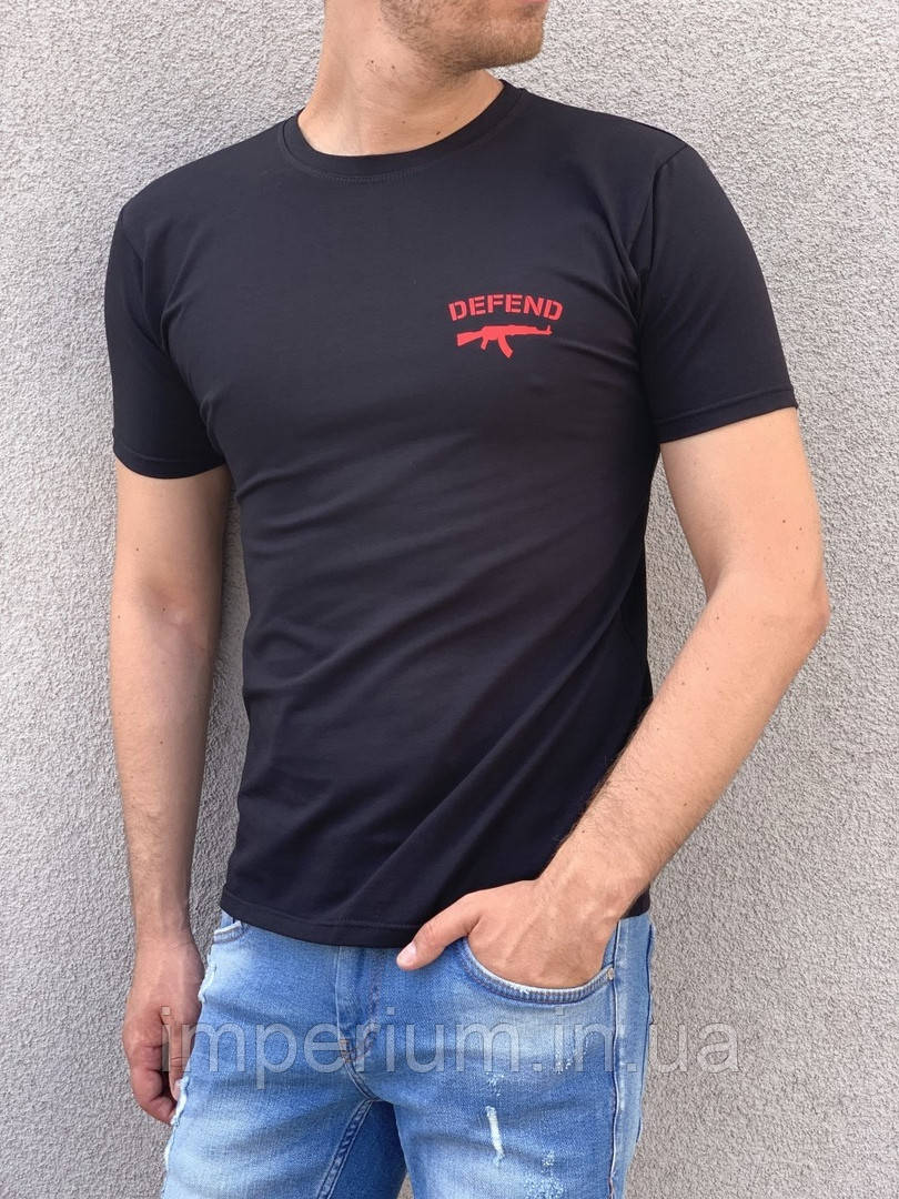 Чоловіча чорна футболка Defend Paris | red small logo