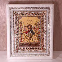 Ікона Аз єсмь Лоза Істинна, лик 15х18 см, в білому кіоті з камінням