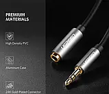 Аудіо кабель 5м UGREEN 3,5 мм подовжувач стерео адаптер позолочений AUX, фото 4