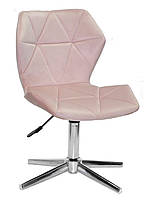 Стілець Torino Modern Base рожевий 1021 оксамит на хромованій базі на стопках, фото 2