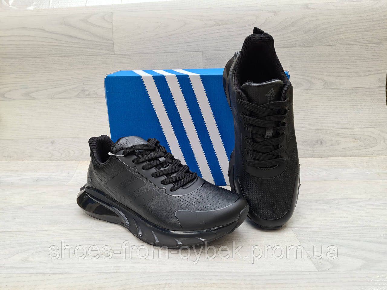 Купить Мужские кроссовки Adidas черные кожаные для бега и повседневной ...