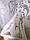 Красиваий білий тюль "Ажурний трафарет", з тканинним принтом, фото 2