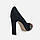 Жіночі туфлі на підборах чорні замшеві з вишивкою, фото 3
