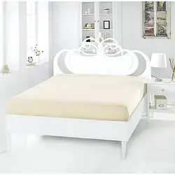 Махрове турецьке простирадло на резинці з наволочками MOZ 180х200 см Молочний