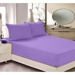 Махрове турецьке простирадло на резинці з наволочками MOZ 180х200 см Фіолетовий