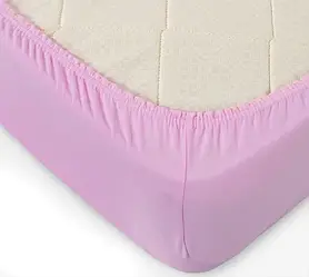 Махрове турецьке простирадло на резинці з наволочками MOZ 180х200 см Рожевий