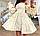 Літнє плаття в принт з відкритими плечима, раслешенной спідницею і об'ємними довгими рукавами (р. 42-46), фото 5